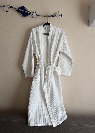 Белый женский халат, хлопок l-xl