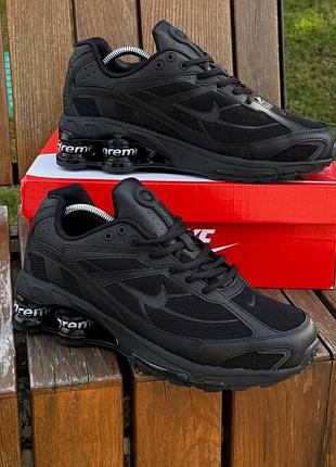 Кроссовки мужские nike shox ride 2 sp x supreme, черные летние демисезонные весна-лето-осень кожа текстиль сетка размер 41-45 новые 3321-1