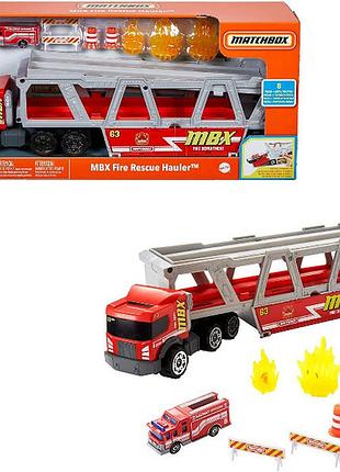 Matchbox вантажівка транспортер автовоз пожежна машина gwm23 fire rescue mega hauler