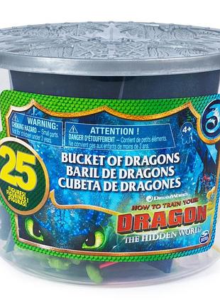 Dreamworks dragons как приручить 3 дракона скрытый мир фигурки в ведерке 25 шт bucket of dragons 25 dragon and