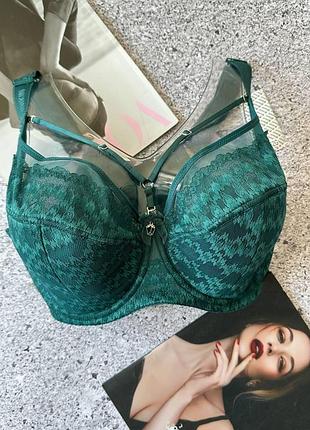 Женский бюстгальтер с кружевом мягкие чашки зеленый 85g