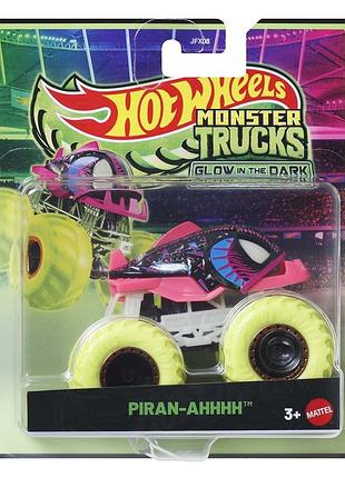 Hot wheels monster trucks glow in the dark piran-ahhhh пиранья внедорожник джип 1:64 vehicle jfx08