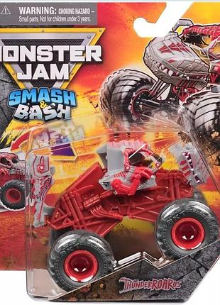 Monster jam smash & bash thunderroarus die-cast monster trucks1:64 spin master