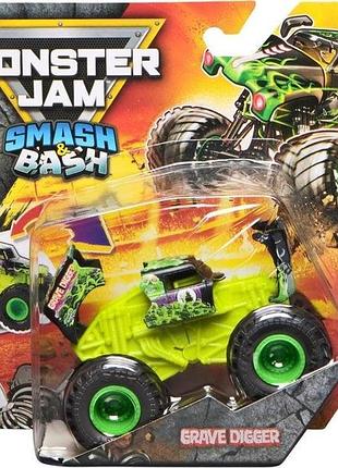 Monster jam truck grave digger smash & bash 1:64 внедорожник джип spin master