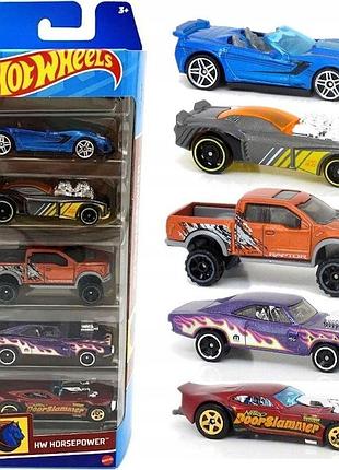 Hot wheels hw horsepower hfv94 подарочный набор машинок из 5-ти штук 5 cars