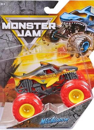 Monster jam мегалодон акула megalodon fire & ice машинка внедорожник джип 1:64 monster trucks spin master