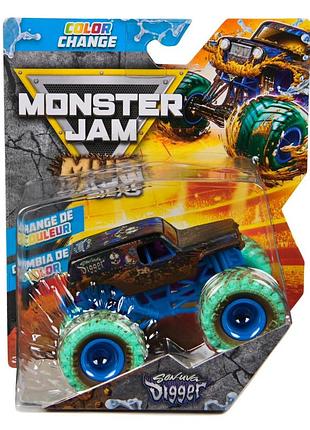 Monster jam truck son-uva digger color change меняющая цвет 1:64 внедорожник джип spin master