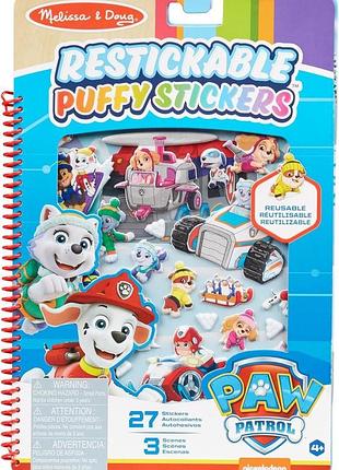 Melissa & doug paw patrol многоразовые объемные наклейки щенячий патруль restickable puffy stickers jakes mountain гора джейка