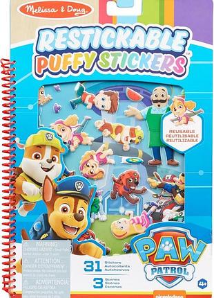 Melissa & doug paw patrol многоразовые объемные наклейки щенячий патруль restickable puffy stickers adventure bay бухта приключени