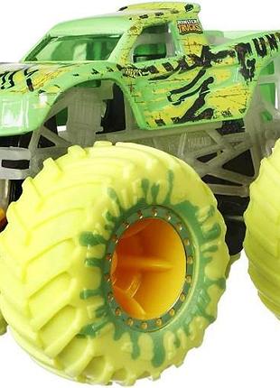 Hot wheels monster jam trucks gunkster позашляховик джип 1:64 з набору glow in the dark світні в темряві