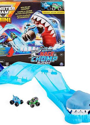 Hot wheels monster jam mini megalodon трек атака акулы и два мини джипа 6060718 race and chomp