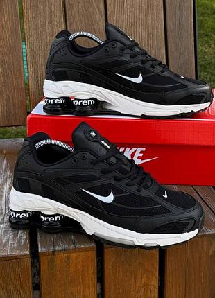 Кроссовки мужские nike shox ride 2 sp x supreme, черно белые летние демисезонные весна-лето-осень кожа текстиль сетка размер 41-45 новые 3321-5