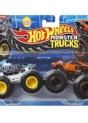 Hot wheels monster jam trucks набір позашляховиків 1:64 slam prix vs dodge charger fyj64 позашляховик джип