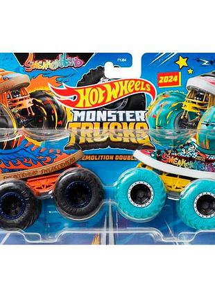 Hot wheels monster jam trucks sneakerhead набір позашляховиків джип 1:64 scale hwn51
