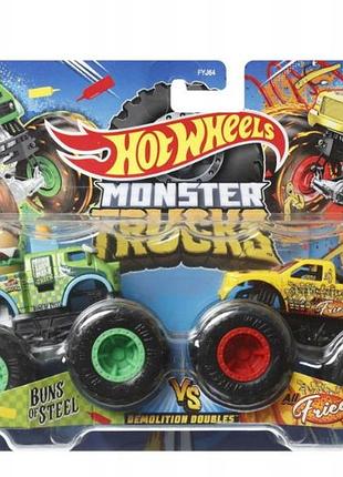 Hot wheels monster jam trucks buns steel vs all fried up набор внедорожников 1:64 fyj64