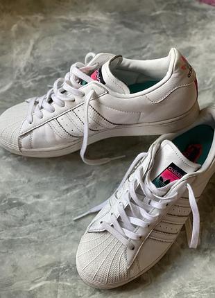 Білі кросівки adidas superstar 'south beach' з натуральної шкіри