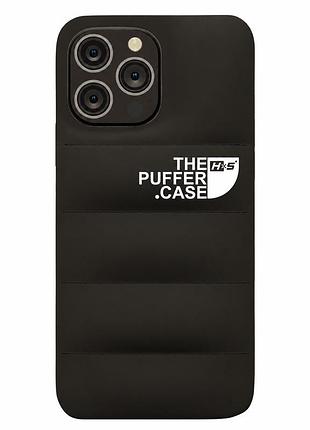 Чохол puffer case для iphone 12 pro max, чорний, протиударний силіконовий чохол у стилі пуховика