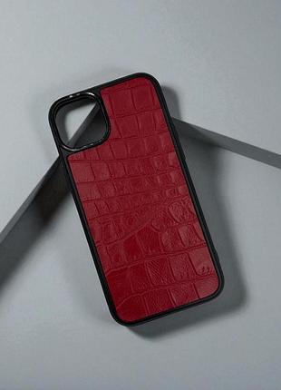 Чехол для iphone из натуральной итальянской кожи (красный) iphone 12 / 12 pro