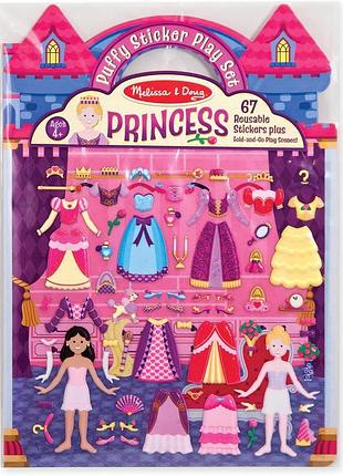 Melissa & doug puffy sticker princess reusable stickers многоразовые объемные наклейки принцесса