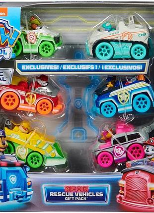 Paw patrol true metal neon rescue щенячий патруль набор 6 машинок 1:55 scale die-cast cars