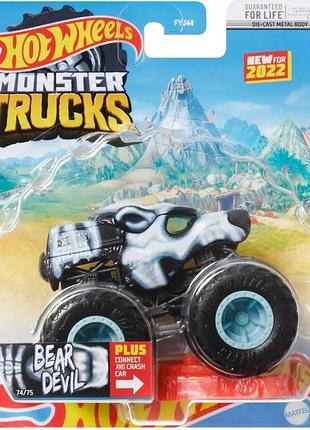 Hot wheels monster jam trucks bear devil внедорожник джип 1:64 scale fyj44