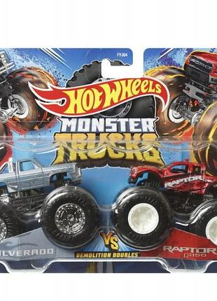 Hot wheels monster jam trucks набор внедорожников 1:64 silverado vs raptor fyj64