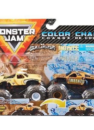Monster jam trucks 1:64 bulldozer vs teammeents набір машинок, що змінюють колір spin master 20129428