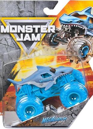 Monster jam мегалодон акула megalodon blue машинка внедорожник джип 1:64 monster trucks spin master