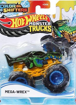 Hot wheels monster trucks colour shifters mega-wrex мега рекс врекс меняет цвет 1:64 внедорожник джип hgx06