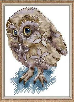 Набір для вишивання за нанесеною на канву схемою "beauty owl ".aida 14ct printed , 15*20 см