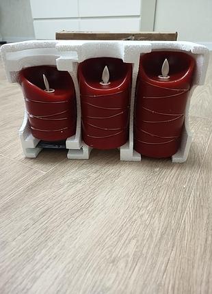 Набор декоративных led-свечек из натурального воска с пультом управления (3 шт.)