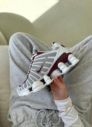 Белые женские кроссовки nike air max shox tl white burgundy х шокс 39