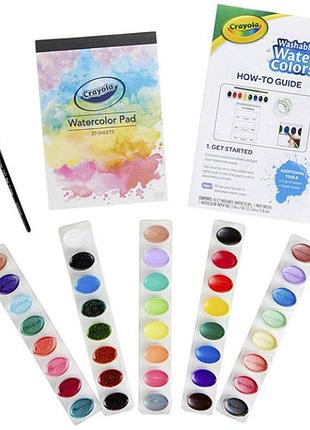 Акварель crayola фарби акварельний набір deluxe watercolor kit paint set з 20 розмальовками