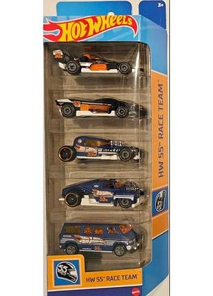 Hot wheels подарочный набор машинок из 5-ти штук hth34 race team 5 cars