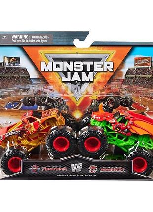 Набір машинок monster jam trucks dragonoid vs dragonoid позашляховик джип 1:64 spin master