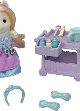 Sylvanian families pony hairdresser пони calico 5644 набор стильные прически critters cc1972