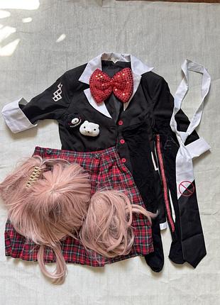 Косплей на джунко еношіма enoshima junko аніме danganronpa комплект з кофта чокер бант та краватка