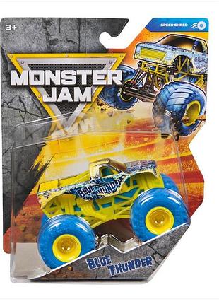 Monster jam blue thunder speed shred синий гром машинка внедорожник джип 1:64 monster trucks spin master