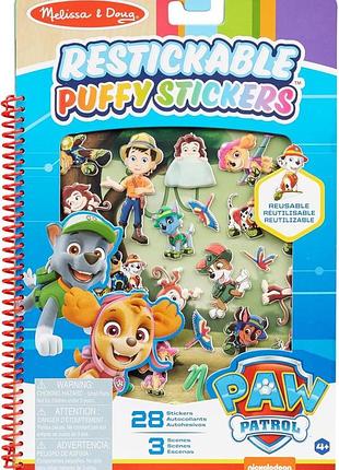Melissa & doug paw patrol многоразовые объемные наклейки щенячий патруль restickable puffy stickers jungle джунгли