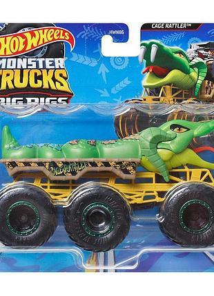 Hot wheels monster trucks big rigs cage rattler машинка внедорожник супер тягач hwn86