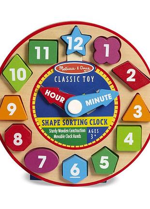 Melissa & doug деревянный сортер часы формы 8593 shape sorting clock wooden