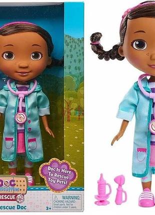 Лялька доктор плюшева doc mcstuffins pet rescue doll 21.5 см disney junior just play