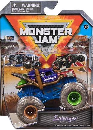Monster jam trucks official 1:64 salvager внедорожник джип spin master