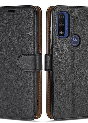 Чехол для motorola g pure кожаный черный