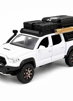 Металева модель пікапа toyota tacoma trd 4x4 sport 1:32, світло та звук, інерція, двері, капот і багажник відчиняються