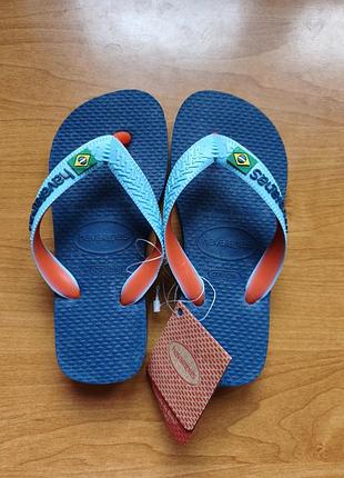 Босоножки havaianas brasil logo синие. размер 27-28. стелька 16,5 см