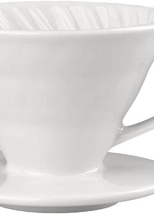Пуровер воронка керамічна для заварювання кави на 1-2 чашки ceramic coffee dripper white