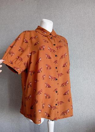 🦊 волшебная терракотовая блуза с лисичками в ретро стиле от hell bunny (plus size)🦊