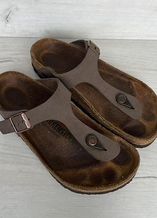 Жіночі сандалі в'єтнамки birkenstock gizeh з шкіри та пробковою підошвою