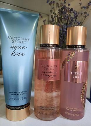 Набір victoria’s secret champagne / citrus lily / aqua kiss lotion
